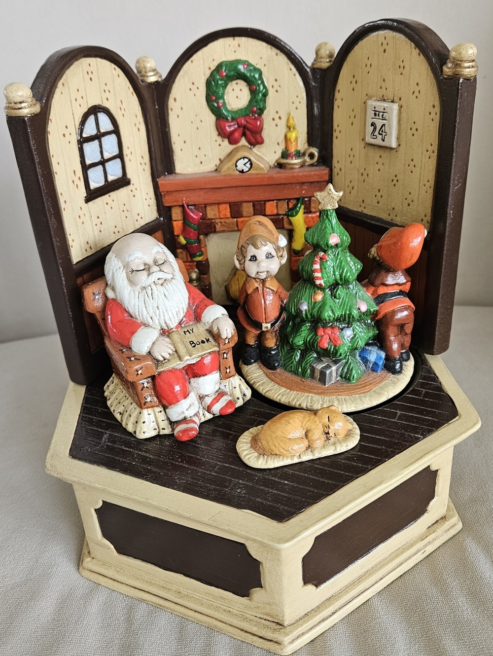 Vtg (1983) Ceramic Christmas Music Box, From a Scioto  Mold